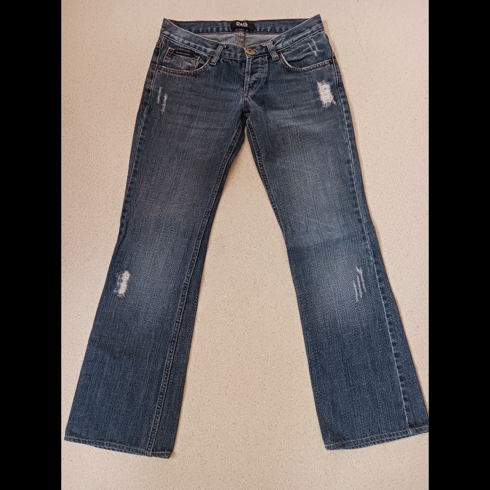 Dolce & Gabbana RARE Western Motif Distressed Boot/Bell Jeans
